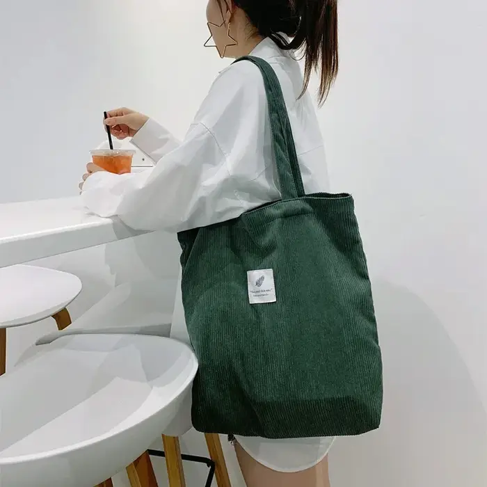 Sac cabas en velours côtelé pour femme JIOMAY 2025 – Sac fourre-tout élégant et durable