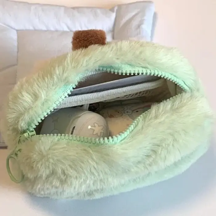Porte-monnaie en peluche pomme mignon, Mini pochette Kawaii pour filles, porte-clés, portefeuille pour étudiant, organisateur de câbles d'écouteurs, poche douce et floue, cadeau
