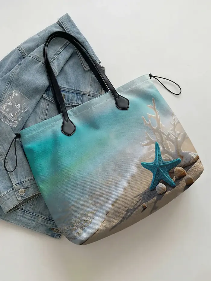 Sac fourre-tout en toile à imprimé étoile de mer