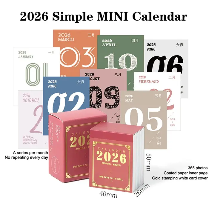 Mini calendrier planificateur quotidien 365 jours calendrier détachable pour bureau école maison bur