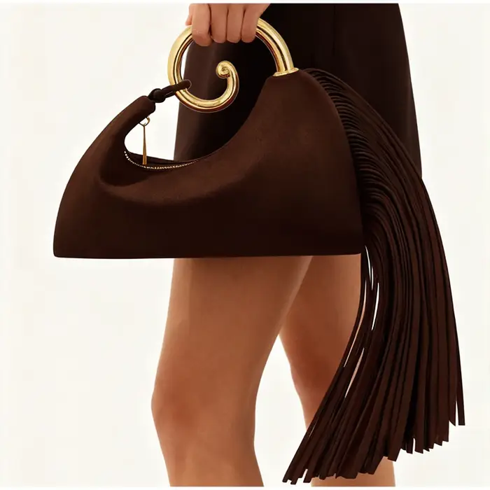ChimTassel-Sac fourre-tout en daim marron à bandoulière