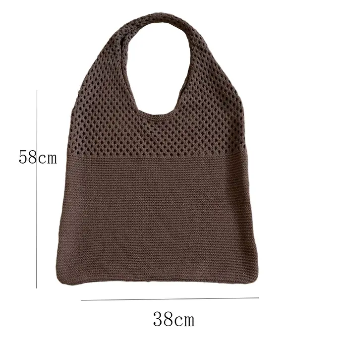 Sac fourre-tout en laine tricoté de couleur unie