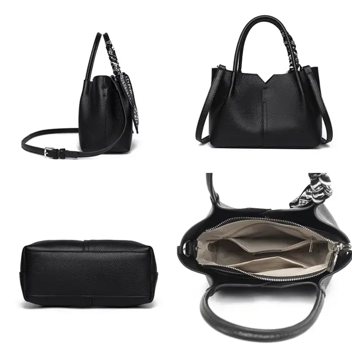 Sac fourre-tout en cuir de vachette véritable pour femme