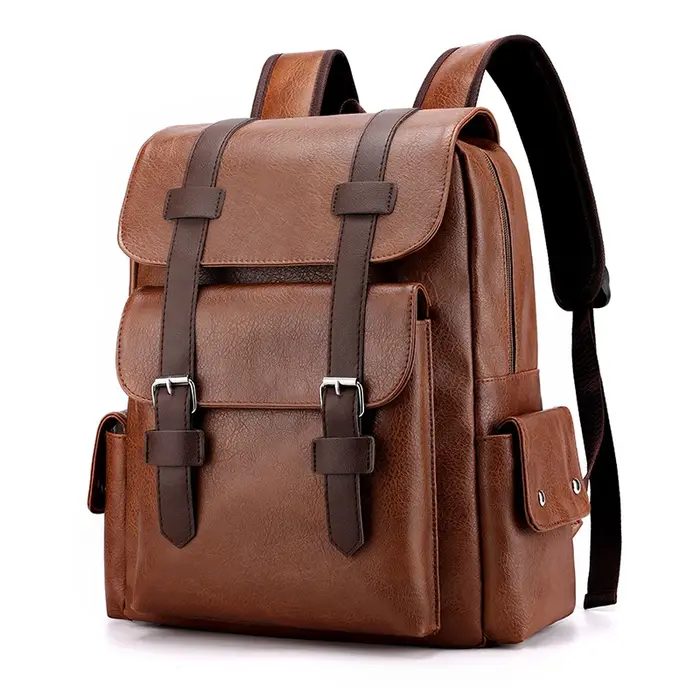 2023 Hommes Sac À Dos En Cuir PU Bagpack Grand Ordinateur Portable Sacs À Dos Mâle Mochilas Noir Car