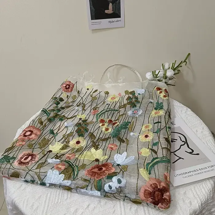 Sac à bandoulière en dentelle brodée pour femmes