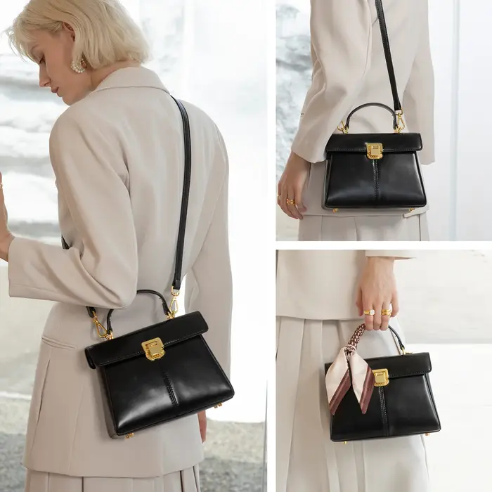 Sac à main en cuir véritable ITAMOOD avec foulard | Sac à bandoulière de luxe tendance de créateur
