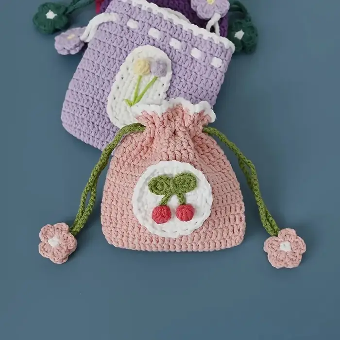 Porte-monnaie tissé à la main avec cordon de serrage de style doux