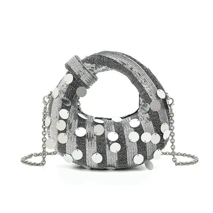 Demi-lune soirée pochette sacs de fête pour les femmes de luxe concepteur Denim gland strass sac à main paillettes