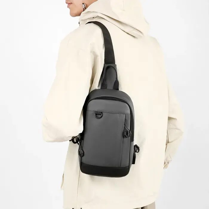 Sac à bandoulière élégant pour hommes – Pochette de taille compacte avec plusieurs compartiments (convient au téléphone