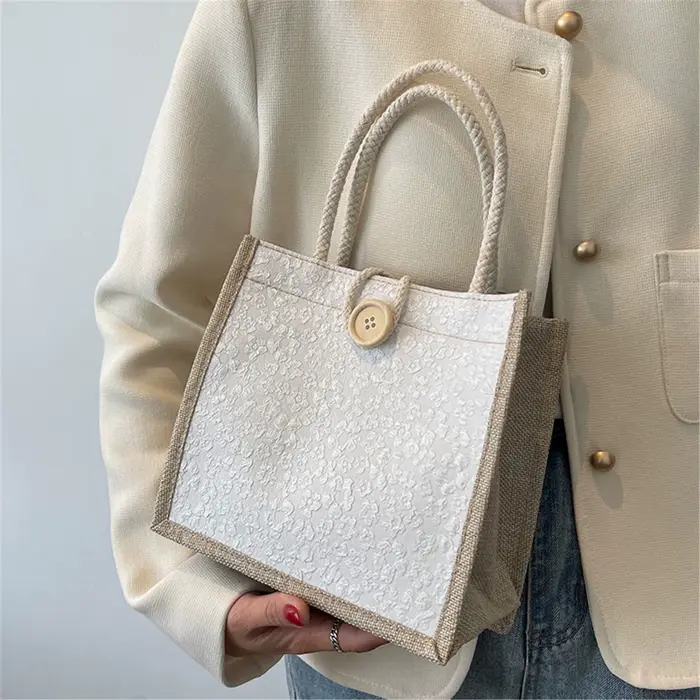 Sac à main à boutons en lin