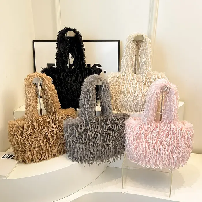 Sac à main en fausse fourrure pour femmes