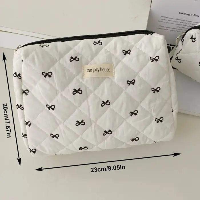Mode cerise fourre-tout femmes sac de maquillage Portable mignon dames cosmétique toilette pochette de rangement sac à main coton matelassé sac à fermeture éclair