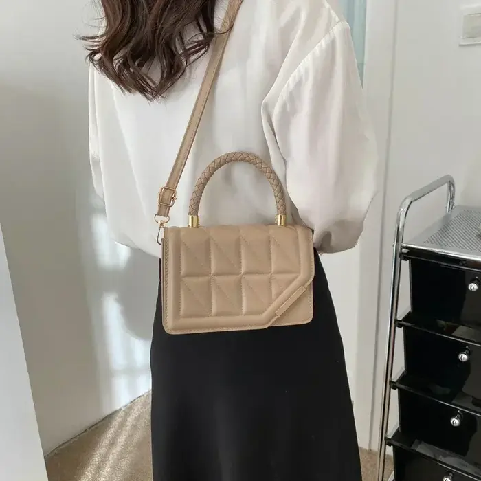 Sac à bandoulière en cuir PU à carreaux pour femmes