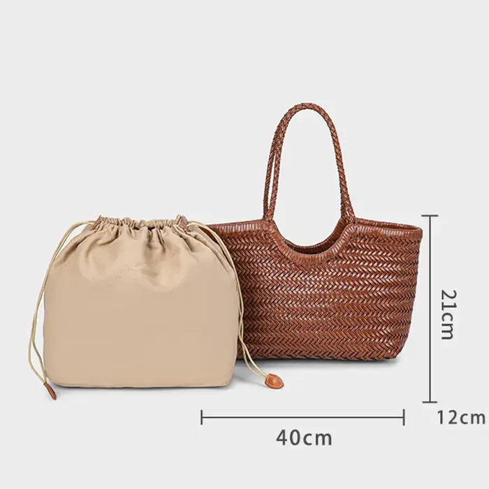 Sacs à main femmes en cuir véritable sac à bandoulière tissage sac à provisions décontracté Vintage grand fourre-tout