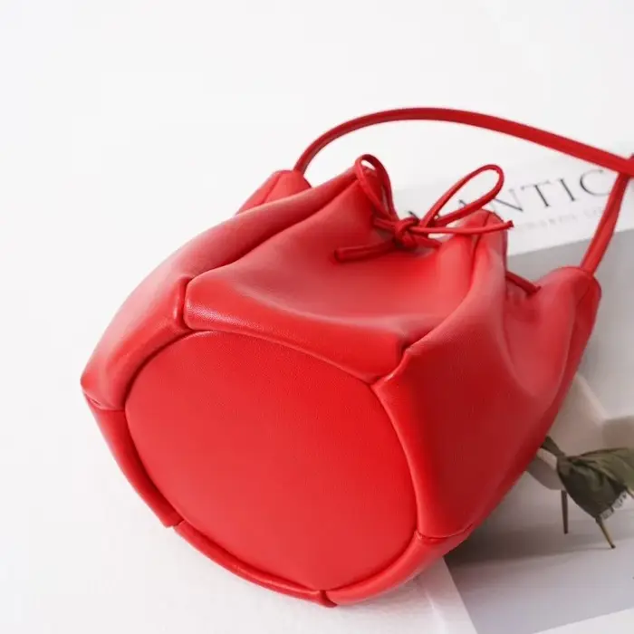Sac seau à cordon en peau de mouton 2025 nouveau design de niche de printemps sac à bandoulière en cuir véritable mini