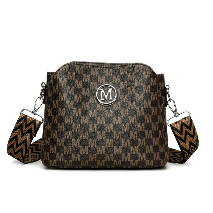 Sac à bandoulière en simili cuir synthétique pour femmes, sac à bandoulière rétro avec monogramme "M