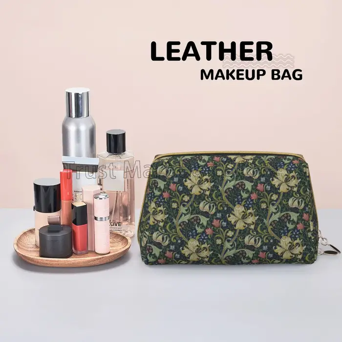 Trousse de maquillage en cuir imprimé William Instability pour femme