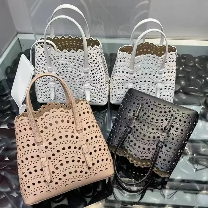 VOLVAETEC nouvelle Niche peau de vache sac fait à la main français rétro sac fourre-tout Laser fleur