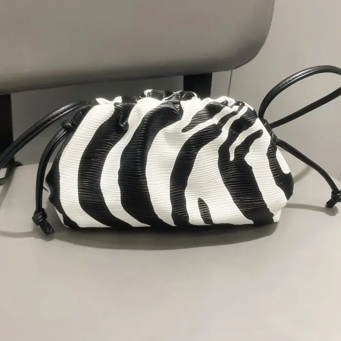Sac Nuage Plissé Imprimé Zèbre Nouveau Petit Sac à Clip Bandoulière Pochette de Soirée