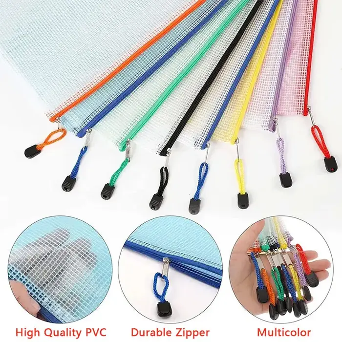 Pochette à Documents en Maille avec Fermeture Éclair