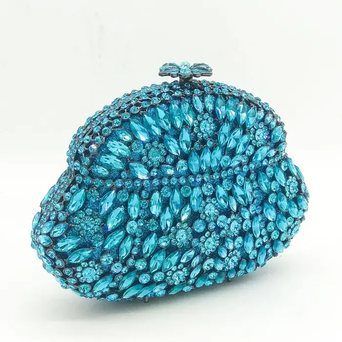Pochette en cristal saphir bleu clair pour femme