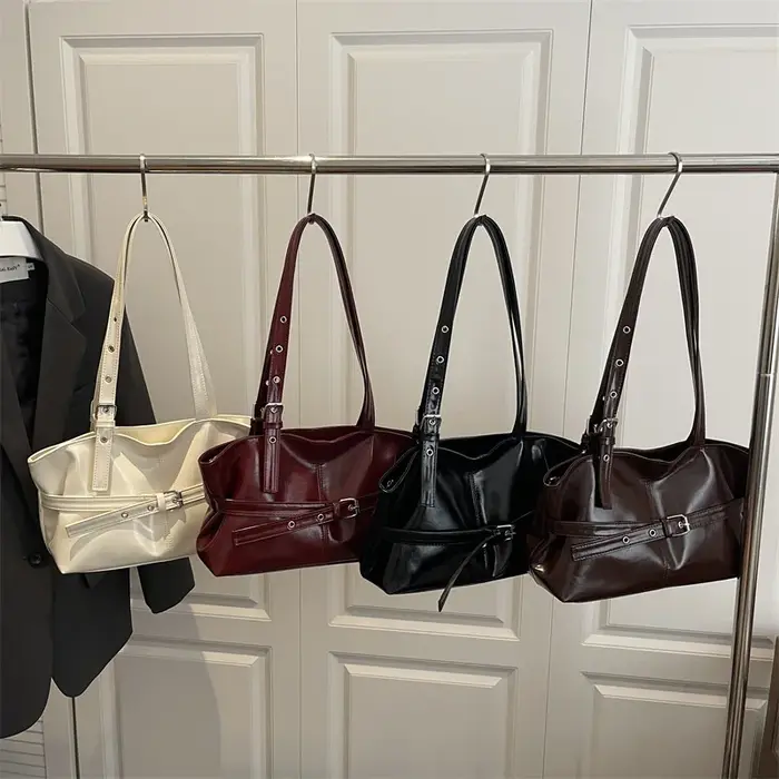 Nouveau sac à main à boucle de ceinture polyvalent à la mode Style coréen couleur unie en cuir souple sac à bandoulière décontracté pour femmes sac sous les bras