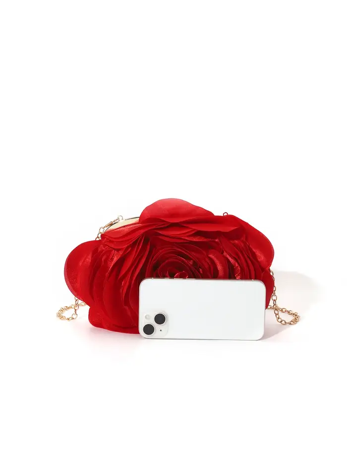 Vintage sac de soirée Rose fleur mariée petite pochette sac à main pour robe fête sac