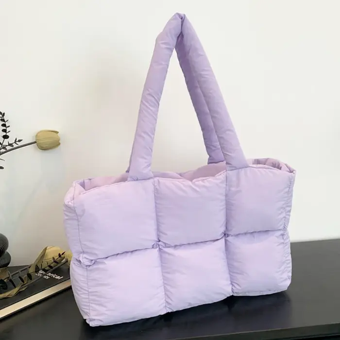 Sac à bandoulière matelassé pour femmes, couleur unie, sac de shopping tendance, grande capacité, sa