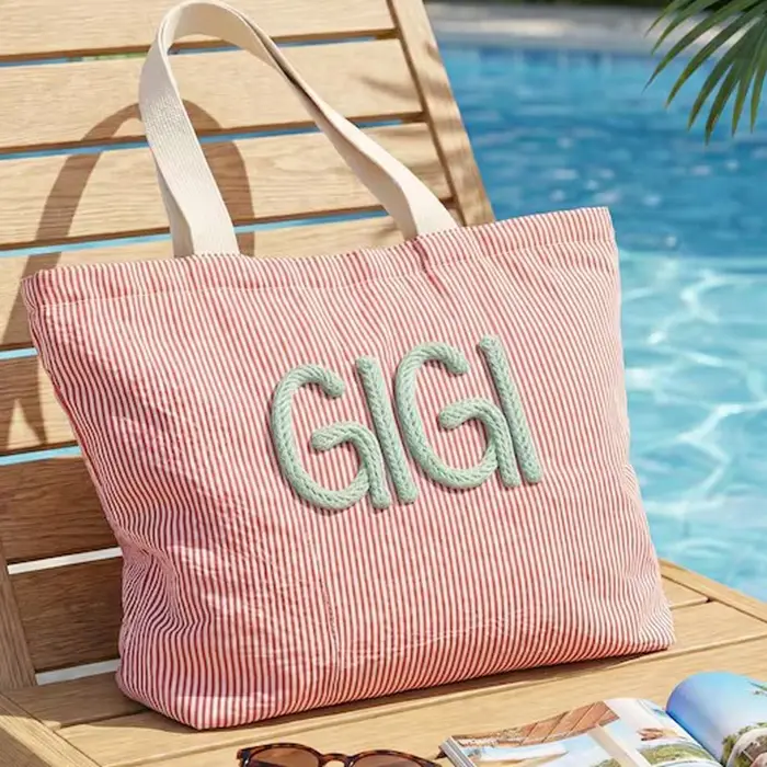 Sac de plage personnalisé — Sac de plage doublé avec poche intérieure — Sac fourre-tout personnalisé