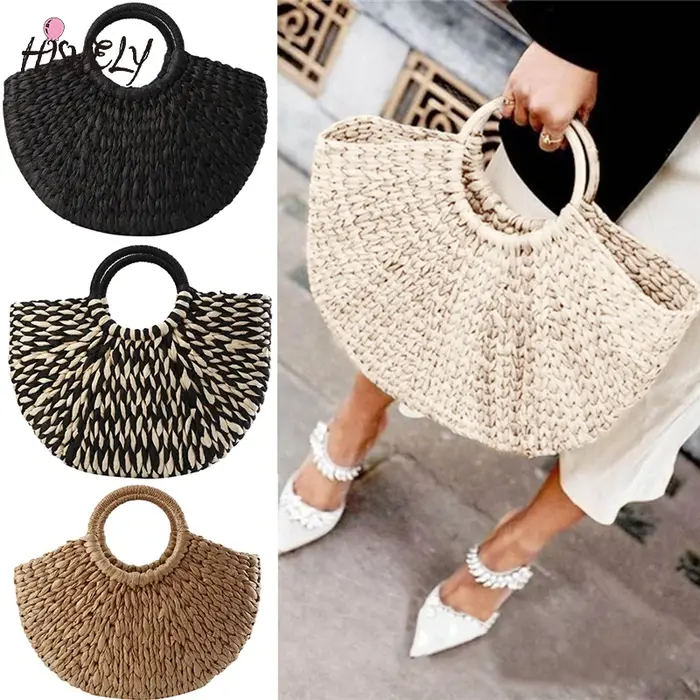 Sac à main coloré en rotin et osier pour femmes
