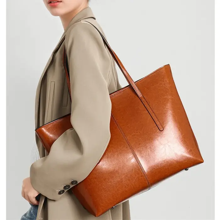 BURMINSA – sacs fourre-tout Vintage en cuir véritable pour femmes, sacs à main de luxe élégants pour