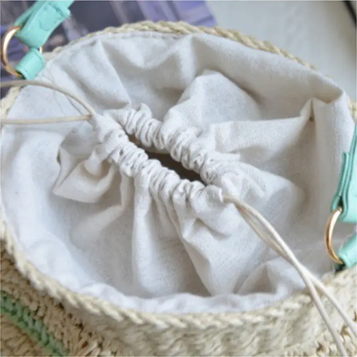 Sac seau froncé d'été, sacs à bandoulière tissés bohème pour femmes