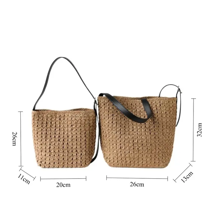 Sac à bandoulière en raphia tressé bohème pour femme