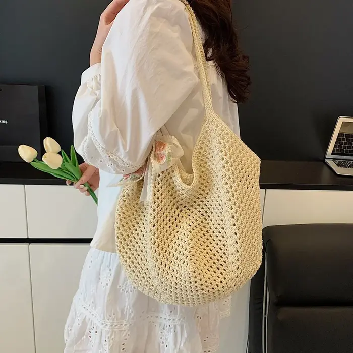 Sac fourre-tout d'été en dentelle avec nœud pour femme