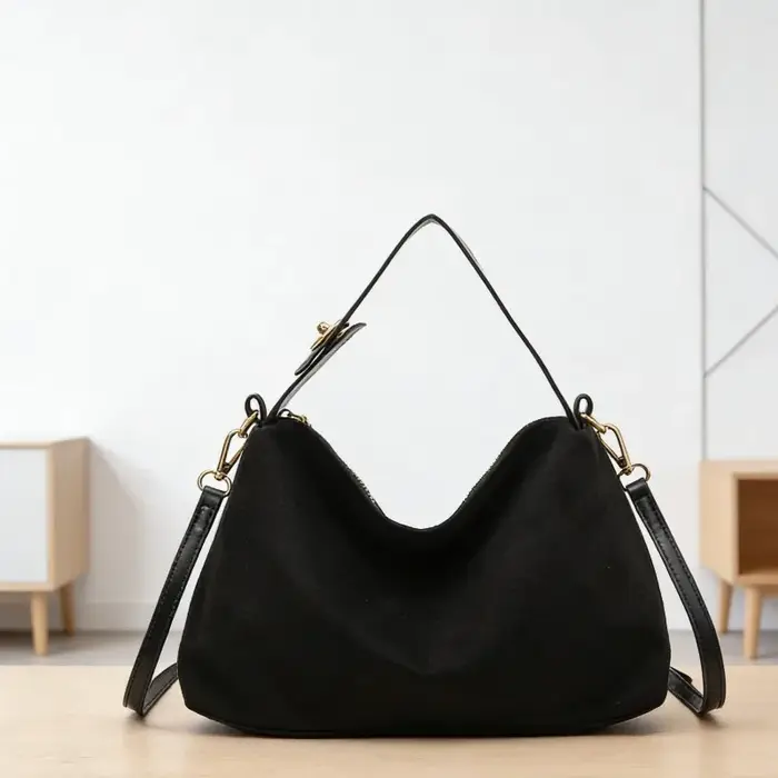 Faux daim couleur unie fermeture éclair doux sac carré confortable polyvalent Simple sacs à bandouli