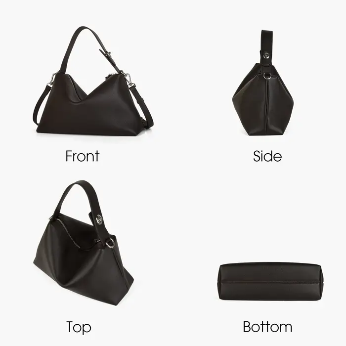 Donna-in – sac à main demi-lune en cuir de vache véritable pour femmes