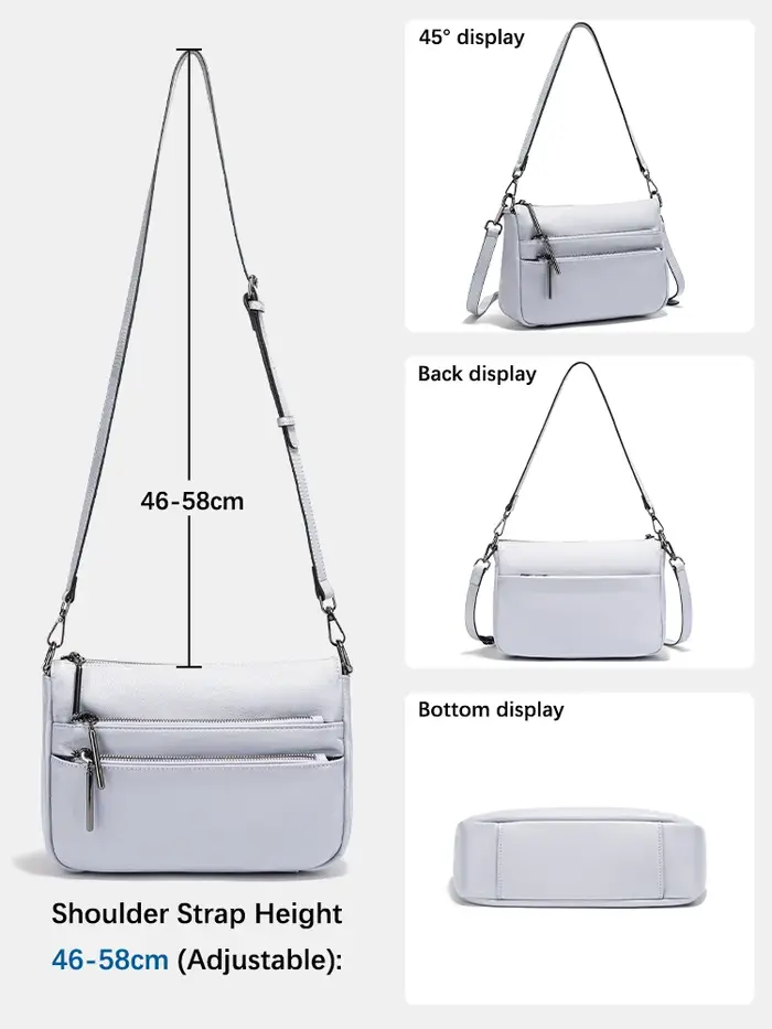 Zency – petit sac à main simple pour femmes, en cuir véritable, grande capacité, sac à bandoulière d