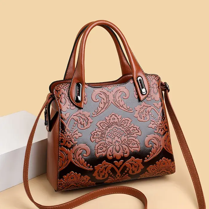 Sac à Main de Luxe Vintage Embossé en Cuir PU Élégant Grande Capacité pour Femmes