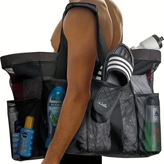 Sac de plage en filet, grand sac fourre-tout