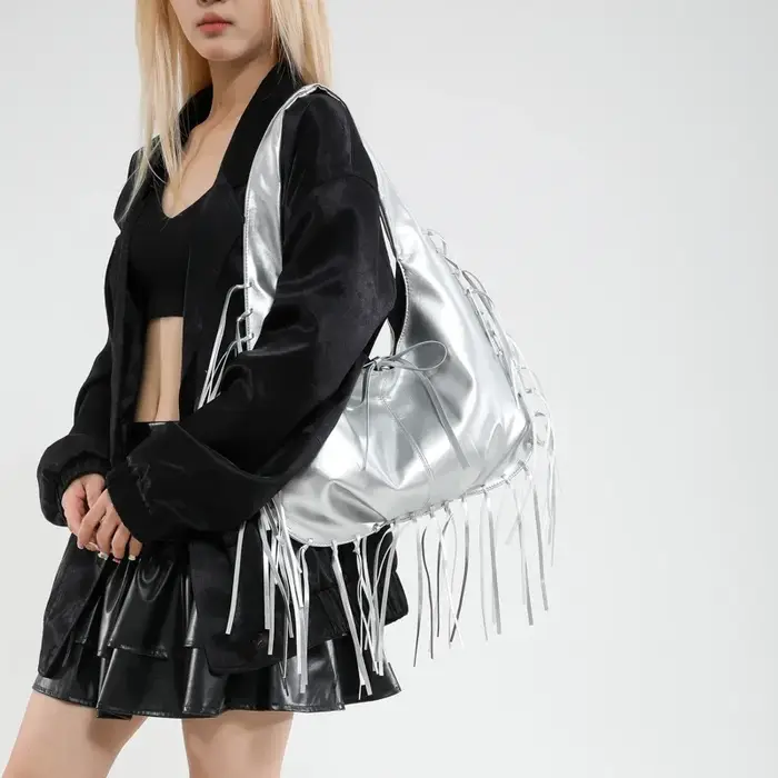 Mode gland sac à bandoulière femmes argent noir sac en cuir souple grande capacité sous les bras fourre-tout Hobo Shopper sac dame aisselle sac à main