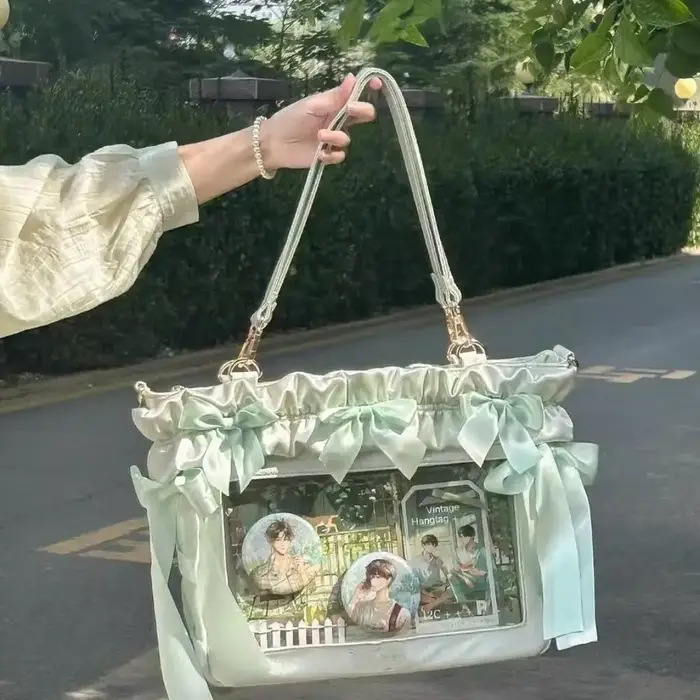 JIAERDI doux mignon arc froncé sac fourre-tout femmes grande capacité Anime Badge Ita sac dames multifonctionnel 13.3 14 pouces sacs pour ordinateur portable