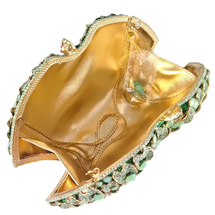 Boutique De FGG vert clair femmes cristal pochette soirée sacs à main De mariage strass sacs à main fête dîner Minaudiere sac