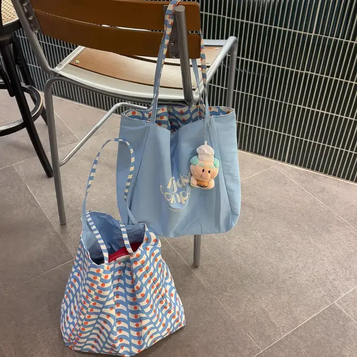 Sac fourre-tout en toile à motif ondulé réversible, sac à bandoulière grande capacité pour femme, sa