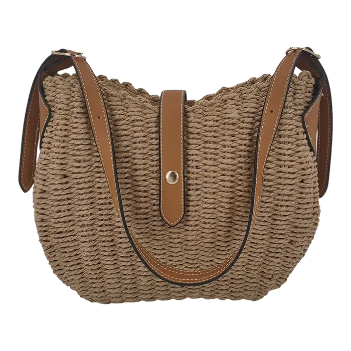 Sac à bandoulière tressé en paille pour femme, grande capacité, idéal pour la plage, les vacances, l