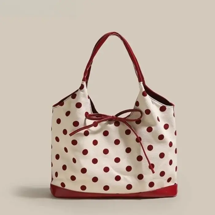 JIAERDI rétro point rouge sac à main femmes polyvalent arc grande capacité décontracté sacs à bandoulière dames doux mignon sous les bras sac esthétique