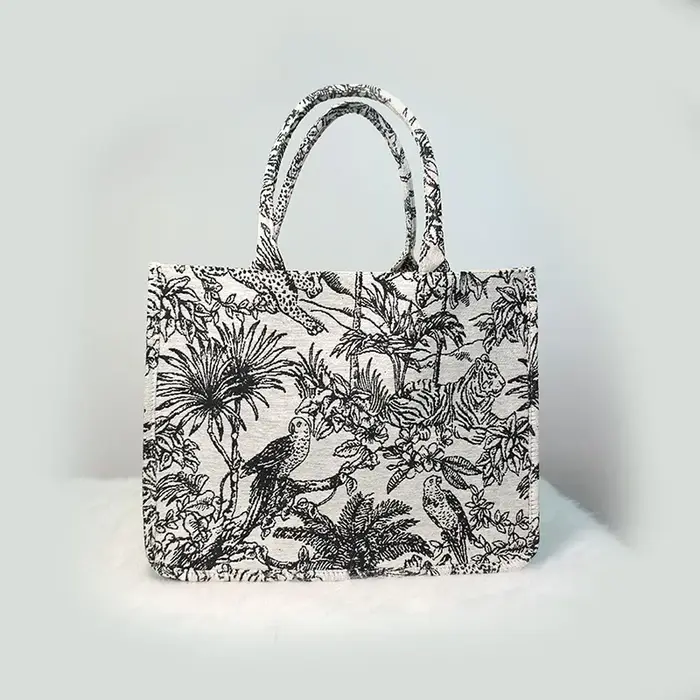 Sac à main pour femme, sac fourre-tout brodé, sac en toile de grande capacité pour femme, tendance, 