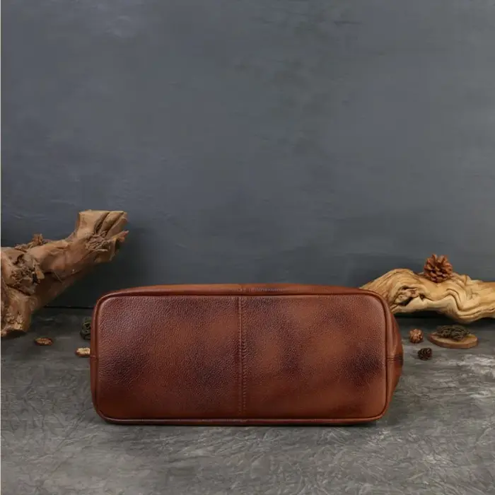 Sac fourre-tout Johnature 2026 en cuir véritable grande capacité, style vintage, en cuir de vachette