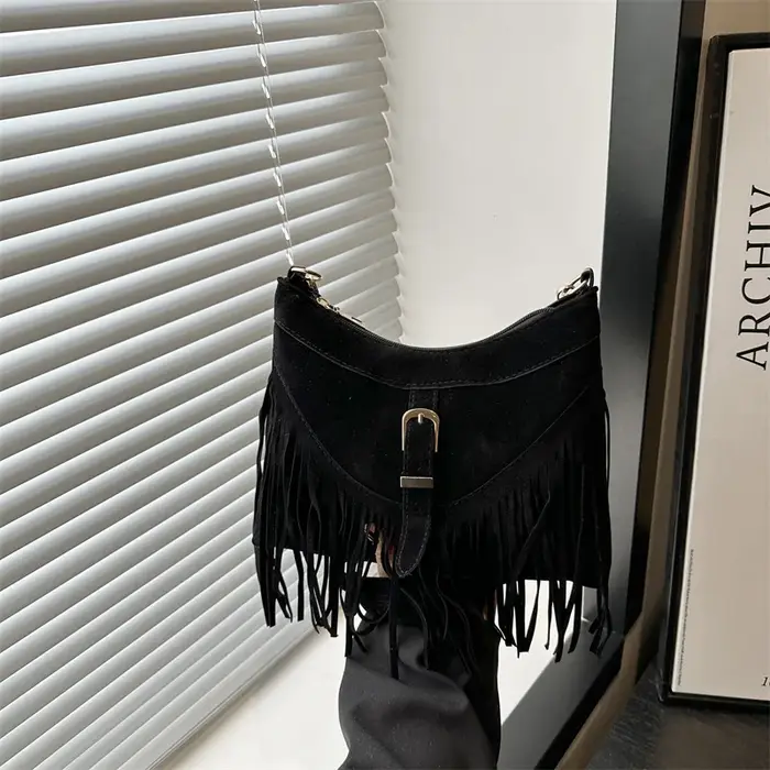 Sac à bandoulière rétro à franges pour femmes
