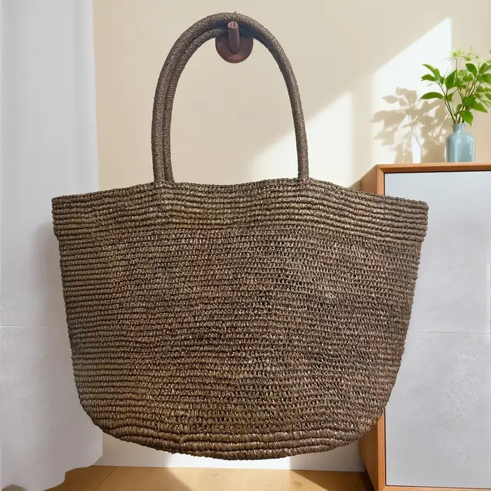 Sac fourre-tout tissé grande capacité en herbe Laffey pour femme