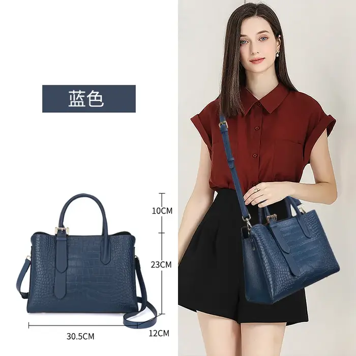Sac à main en cuir véritable à grain de pierre